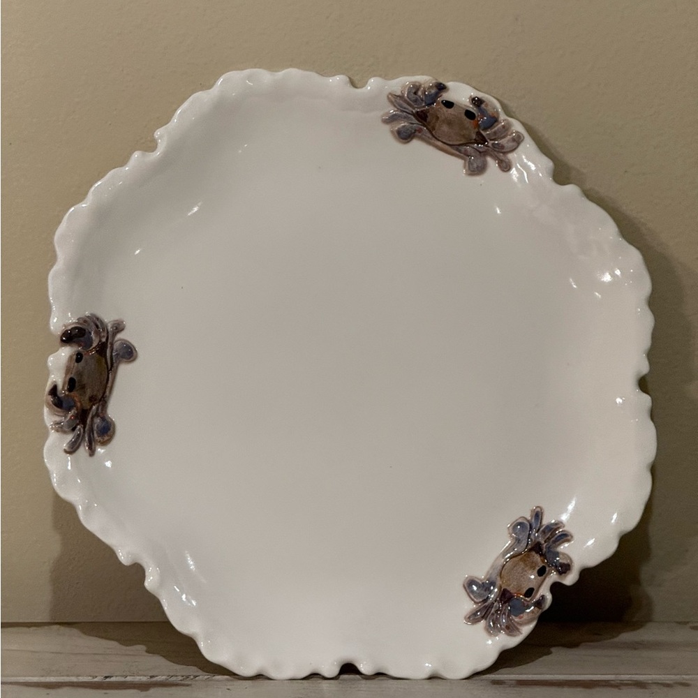 Vintage Handcrafted Blue Crab Plate River Expression by Edna Nelson